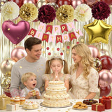 Burgundy Rose Gold Birthday Party Decorations 12INCH Wine Red Maroon