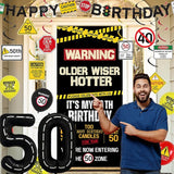 50th Birthday Decorations Men Women Caution Logos Happy 50th