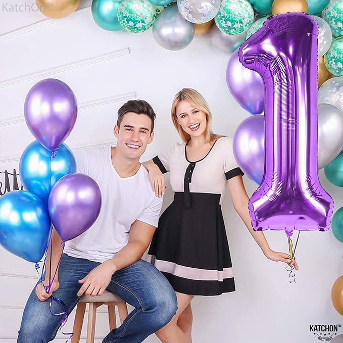 KatchOn, Purple 1 Balloon Number for First Birthday - 40 Inch |