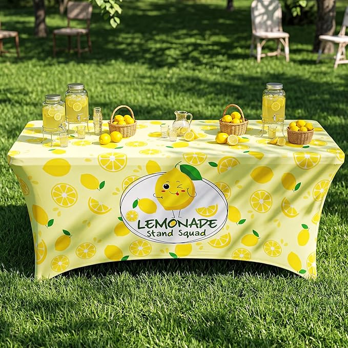 Moukeren 6ft Lemonade Tablecloth Stretch Spandex Table Cover Lemonade