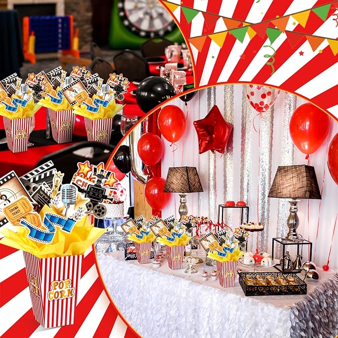 LemonRoad 6 Sets 74 Pcs Movie Night Party Centerpieces Movie Night