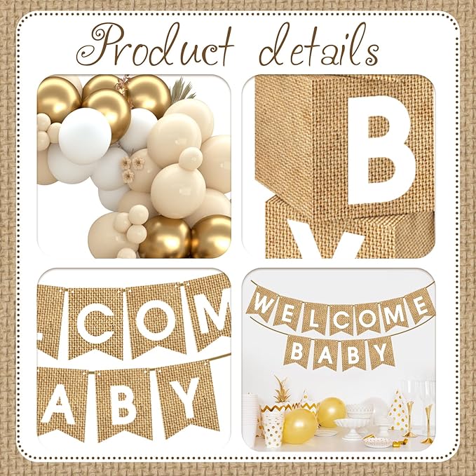 Boho Baby Shower Decorations 97Pcs Burlap Grain Baby Boxes Nude and