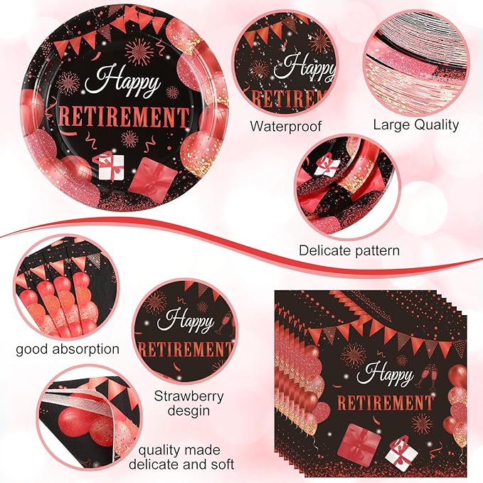 452 Pcs Retirement Party Decorations Supplies Set Include Red Black