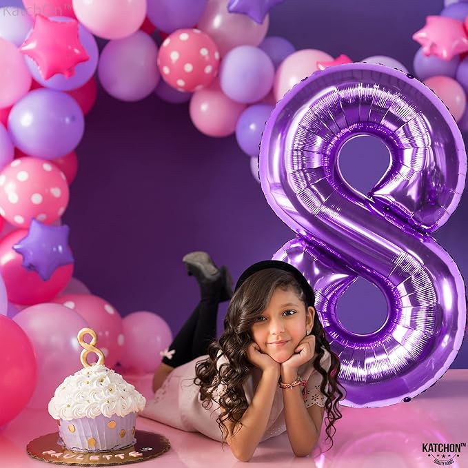 KatchOn, Giant Purple 8 Balloon Number - 40 Inch | Number 8 Balloon