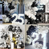 KARLURE Black Silver Balloons Arch Kit, Black Silver White Balloons