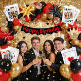 123Pcs Casino Balloon Arch Kit Red Black Gold Balloons with Large