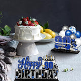 LINGTEER Happy 90th Birthday Blue Acrylic Table Topper Centerpieces