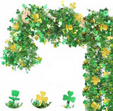 52 Feet St Patrick's Day Tinsel Garland Shamrock Glitter Metallic