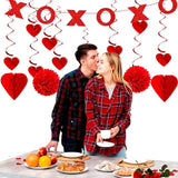 Valentines Day Decorations Red Heart Garland Galentines Decor 24pcs