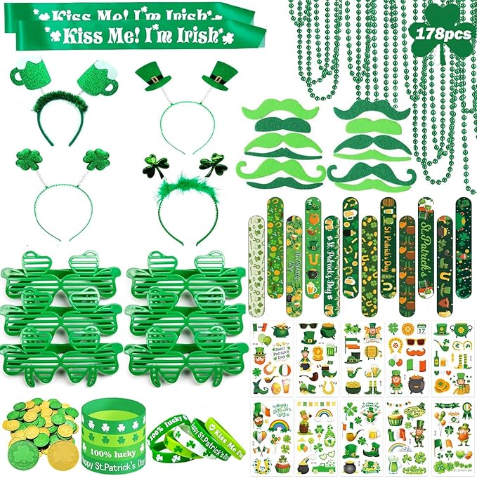 LSCQYYCC St Patrick's Day party gift set including shamrock glasses