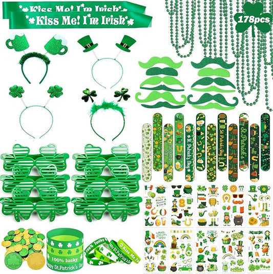 LSCQYYCC St Patrick's Day party gift set including shamrock glasses