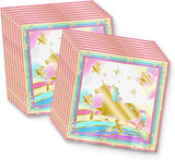 Gold Rainbow Unicorn Pegasus Birthday Party Supplies Set Plates