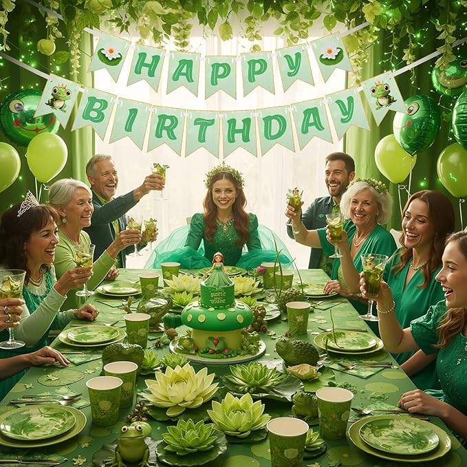 Green Princess Party Supplies 8.2ft Happy Birthday Banner Signs