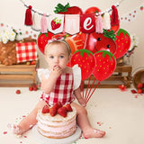 Berry First Birthday High Chair Banner Strawberry Tassel Garland