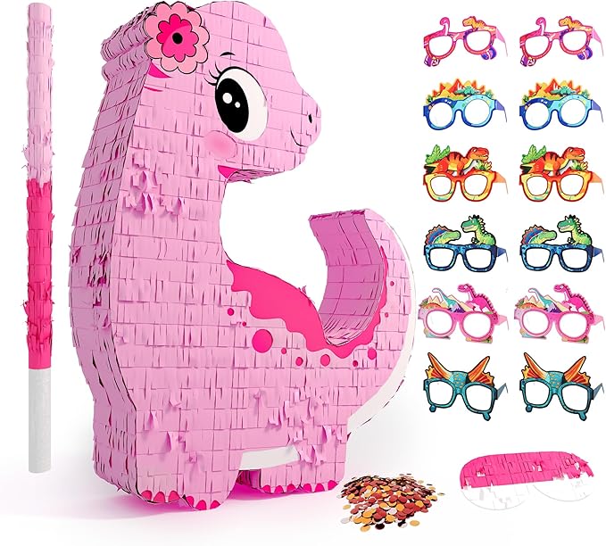 Pink Dinosaur Piñata Girls Piñata de Dinosaurio para niñas with