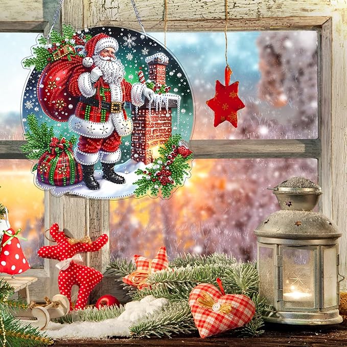 VODAPYC Christmas Diamond Art Hanging Kit for Adults, DIY Double