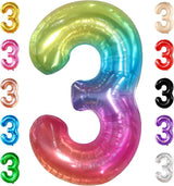 KatchOn, Giant Jelly Rainbow 3 Balloon Number - 40 Inch | Number 3
