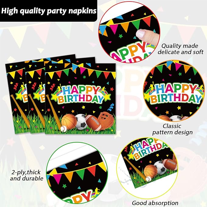 Sports Party Plates Napkins Sports Happy Birthday Party Tableware