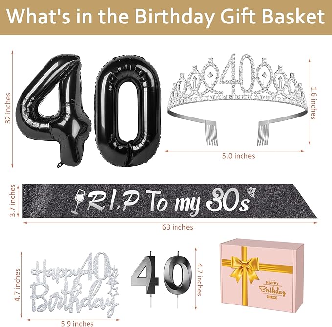 RIP to My 30s Birthday Decorations with 40th Birthday Crown RIP to