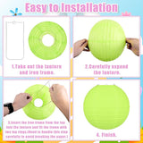 16pcs Easter Party Hanging Decorations Pastel Paper Lanterns and Pom