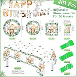 403 Pcs Safari Birthday Decorations for 50 Jungle Animal Birthday