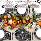 50 Guests Halloween Spider Web Plates and Napkins Party Supplies