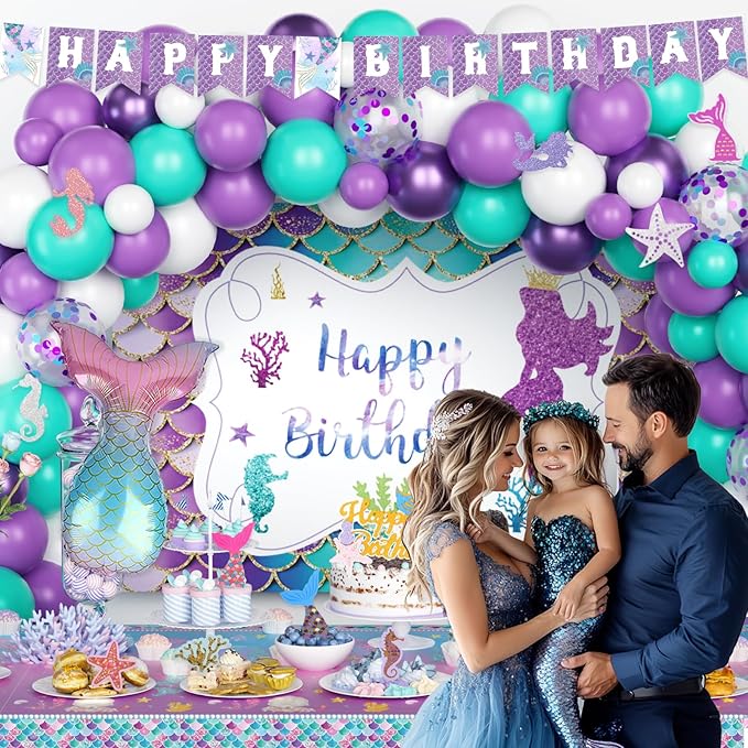 Mermaid Birthday Decorations Mermaid Party Decorations Purple Teal