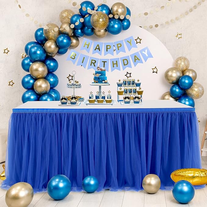 Royal Blue Tulle Table Skirt for Baby Shower 9ft Tutu Table Cloth