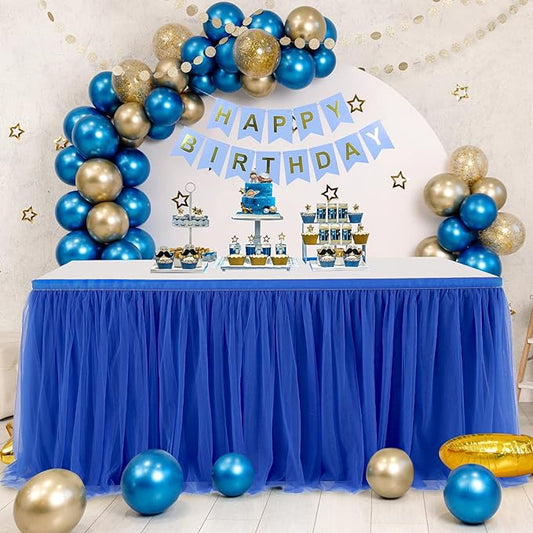 Royal Blue Tulle Table Skirt for Baby Shower 9ft Tutu Table Cloth