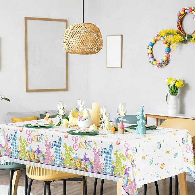 2 Pack Easter Tablecloth, 54" x 108" Easter Decorations, Rectangular