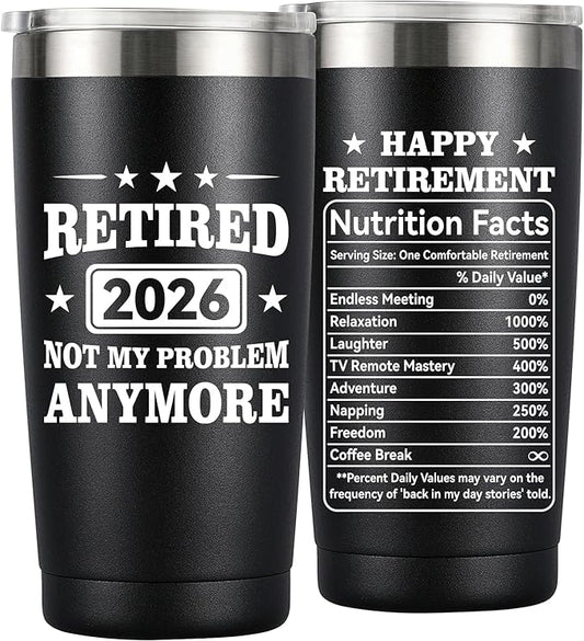 MASGALACC Retirement Gifts for Men & Women 2026 – 20oz Black Tumbler