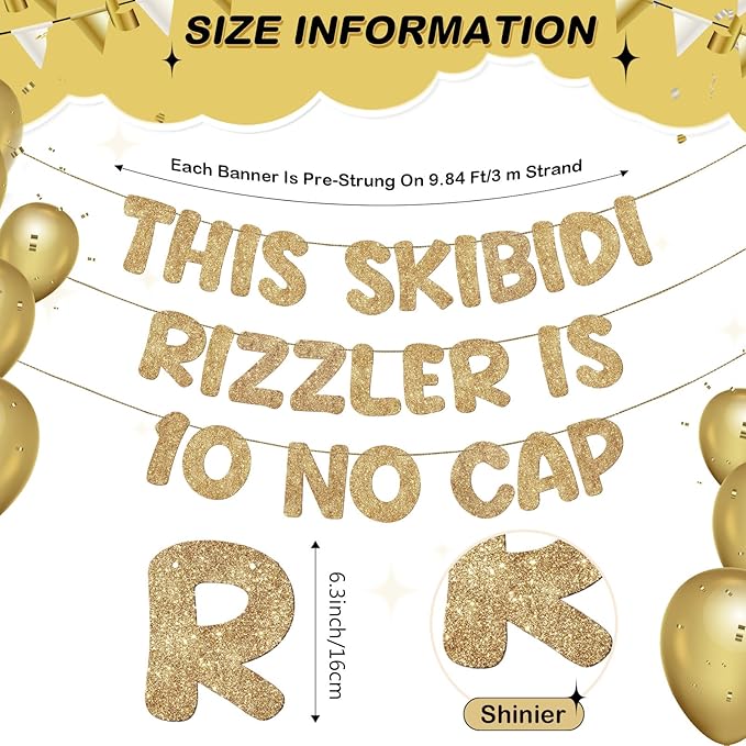 Fulmoon Pre Strung This Skibidi Rizzler Is 10 No Cap Glitter Banner 10
