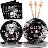100 Pcs 50th Birthday Party Supplies Death to My 40s Paper Plates