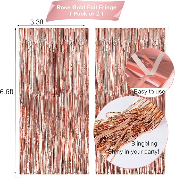 Rose Gold Birthday Party Decorations, Happy Birthday Banner, Rose
