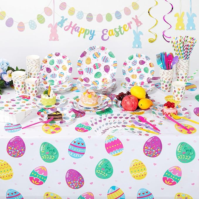 452 Pcs Easter Party Supplies for 50 Colorful Easter Egg Paper