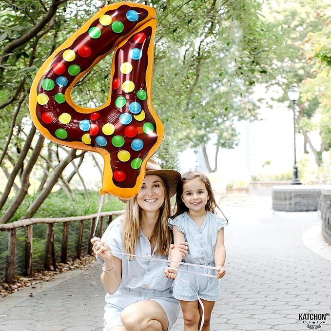 KatchOn, Giant Number 4 Balloon - 40 Inch, Donut | Birthday