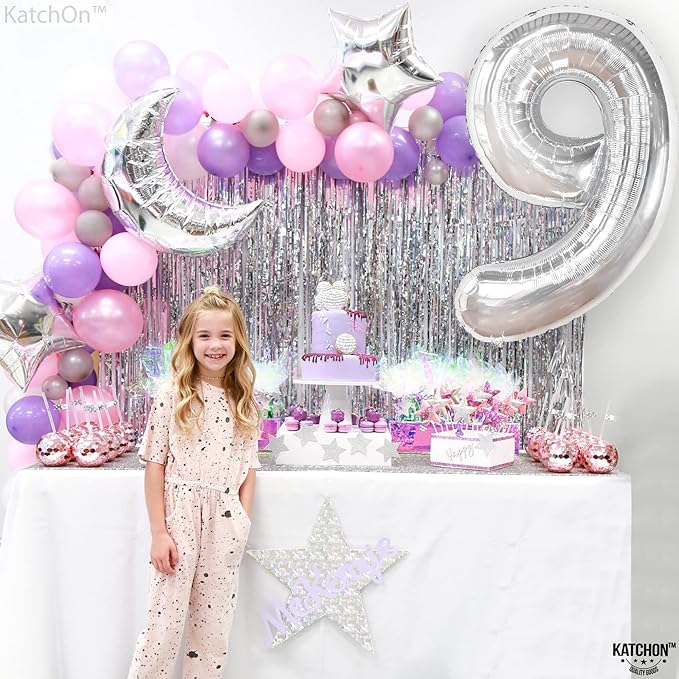 KatchOn, Giant Silver Number 9 Balloon - 40 Inch | Foil 9 Birthday
