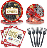 Movie Night Plates and Napkins Party Supplies 100 Pcs Movie Night