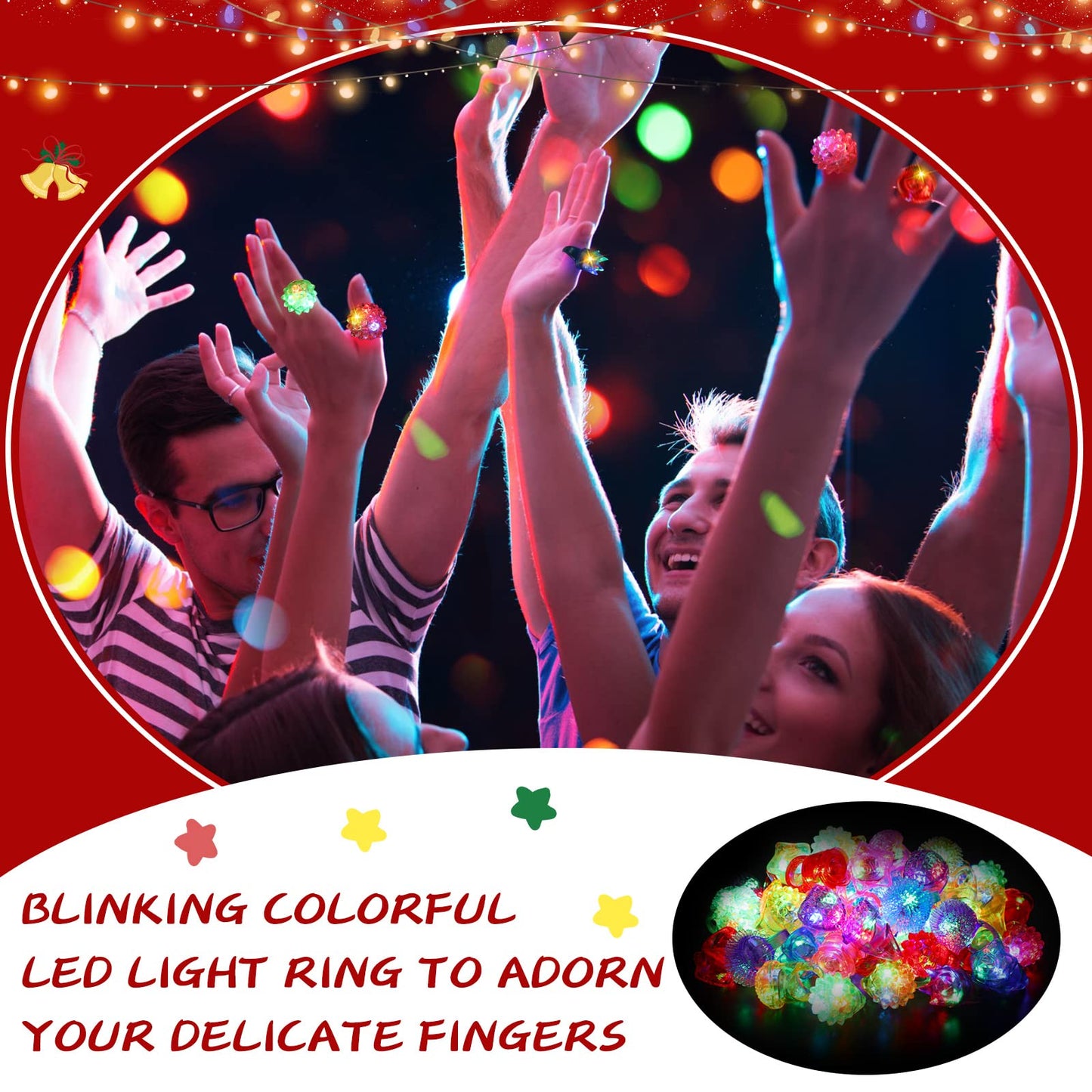 Leyndo 24 Pack LED Light up Rings Party Favors, Glow in the Dark Party