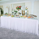 2 Pack 6ft White Tulle Table Skirts for wedding Bridal Shower White