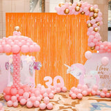 Orange Metallic Tinsel Foil Fringe Curtains, 2 Pack 3.3x8.3 Feet