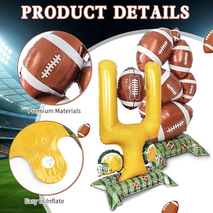 4 Pcs Football Party Decorations 5 ft Standing Football Balloons