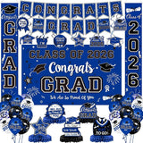 2026 Graduation Decorations, Blue and Black Graduation Decorations
