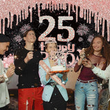 25th Birthday Decorations for Women with Banner Rose Gold Tablecloth