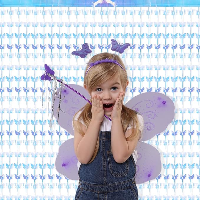 BRAVESHINE Iridescent Hanging Butterfly Foil Fringe Curtain - 2 Pack