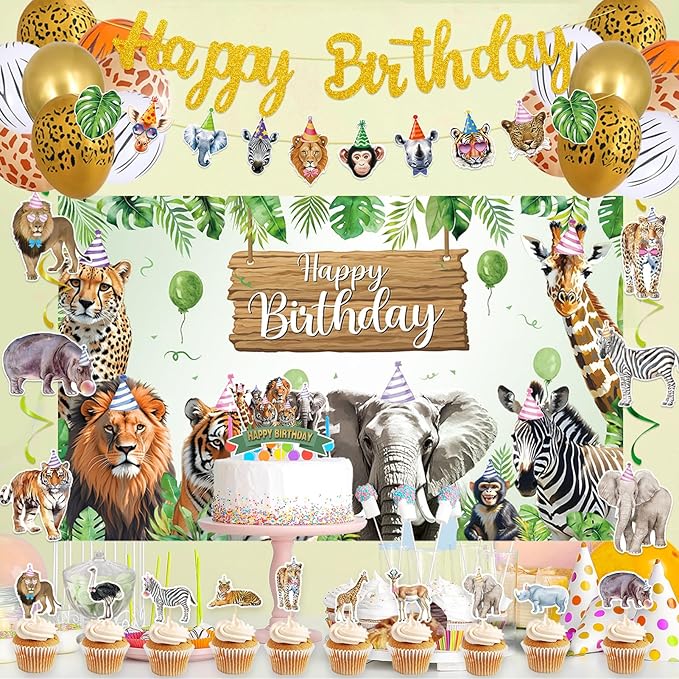 Safari Animals Birthday Party Decorations Jungle Wild Animals Happy
