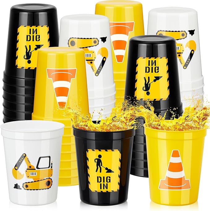 24 Pcs Construction Party Favors 16oz Construction Cups Thick