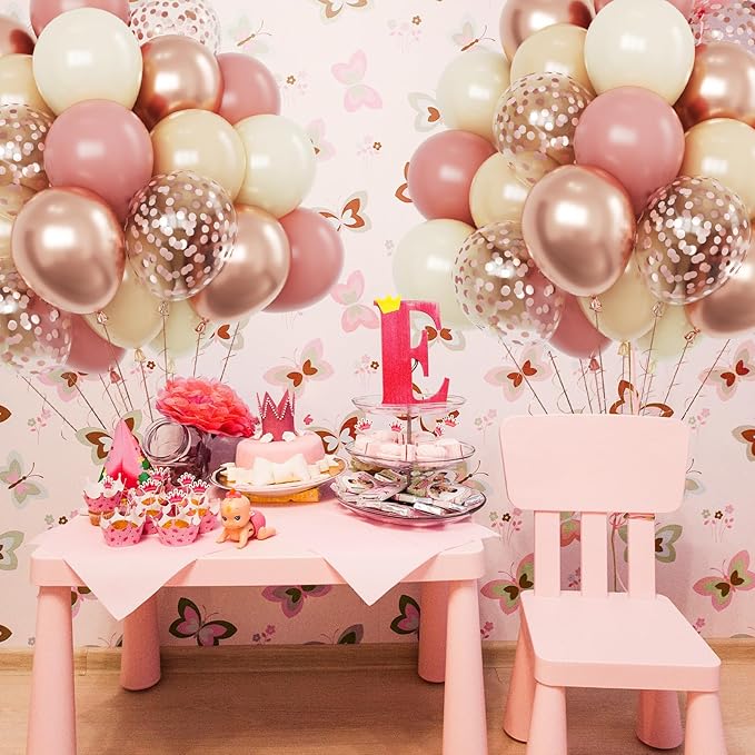 Funhot Retro Blush Pink Balloons Set, 60PCS Dusty Pink Birthday
