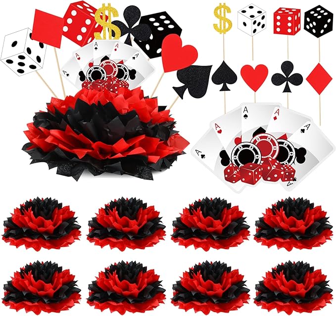 12 Sets Casino Themed Party Decorations Table Centerpieces Casino