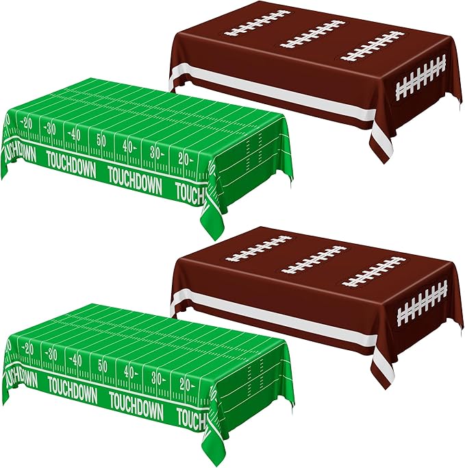 QZYL Football Party Supplies, Disposable Football Tablecloth, 4 PCS